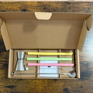 NESPRESSO Recipe Kit Coffee Accessory Set JIGGER Spoon REUSABLE STRAWS brush NEW